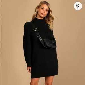 Favorite Weather Black Ribbed Knit Sweater Dress
